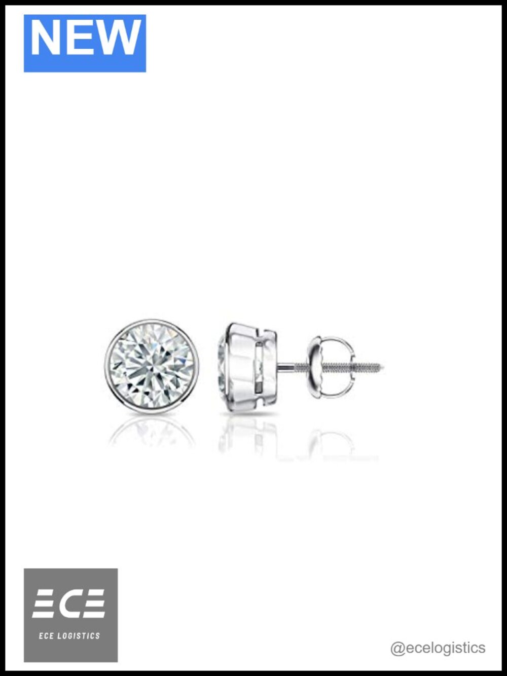 Lab Grown Diamond Bezel Set Screw Back Stud Earrings 14k White Gold